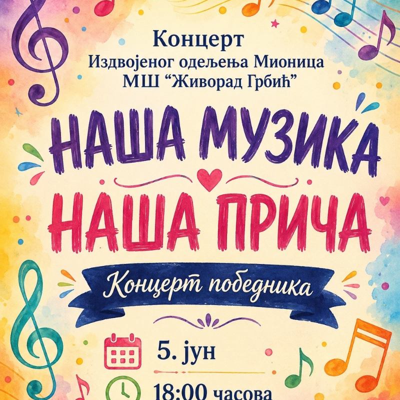 Концерт ученика Музичке школе „Живорад Грбић“ у Мионици 5. јуна